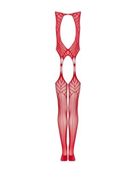 Netz-Body mit Strumpfhalter-Design - Rot