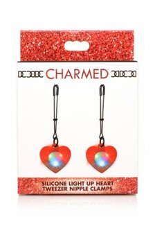 Charmed - Herzf&ouml;rmige Tweezer Brustwarzenklemmen mit LED-Licht
