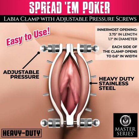 Spread 'Em Poker Vagina-Klammer mit verstellbaren Druckschrauben